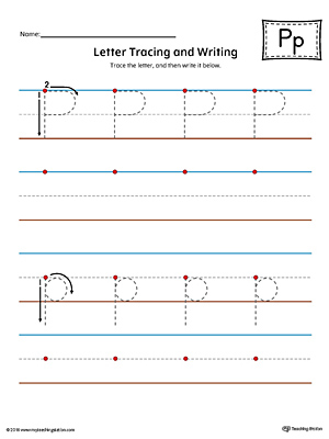 Letter P Tracing and Writing Printable Worksheet (Color ...