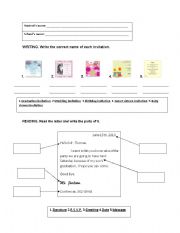 Types of Invitations and Parts of a Letter - ESL worksheet by ...