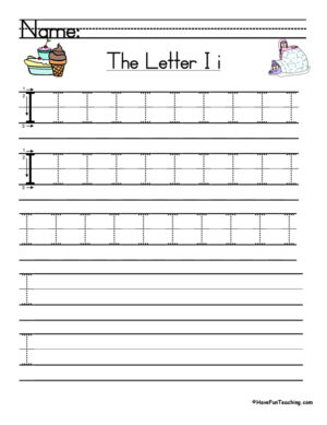 Letter I Handwriting Practice Worksheet  
