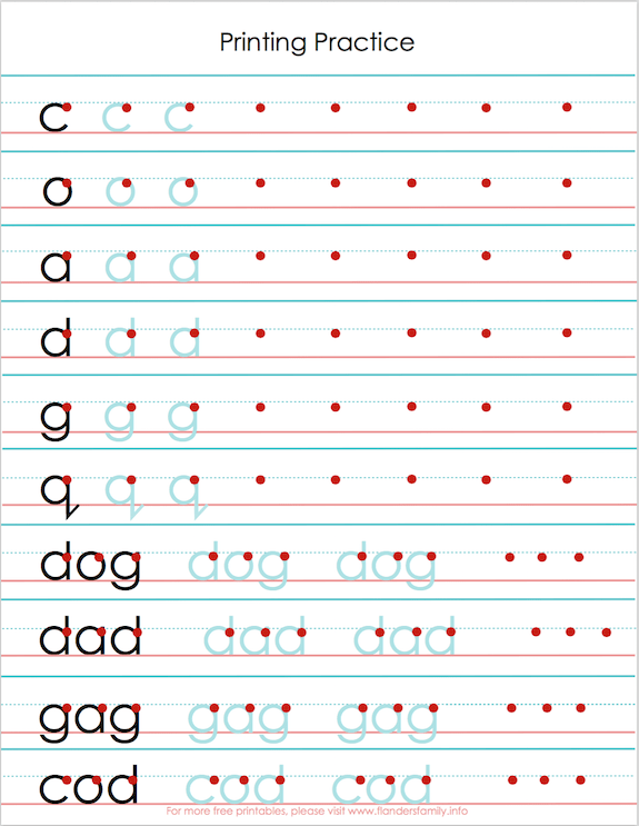 Free Printing Practice Sheets - Flanders Family Home Life