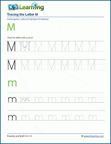 Tracing the Letter M m | Worsheets library