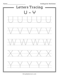 Letter Tracing A-E Worksheets for Kindergarten