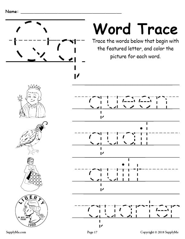 letter q tracing worksheet preschool