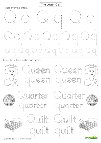 letter q worksheet for kindergarten