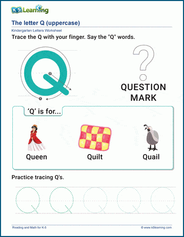 letter q worksheet for kindergarten