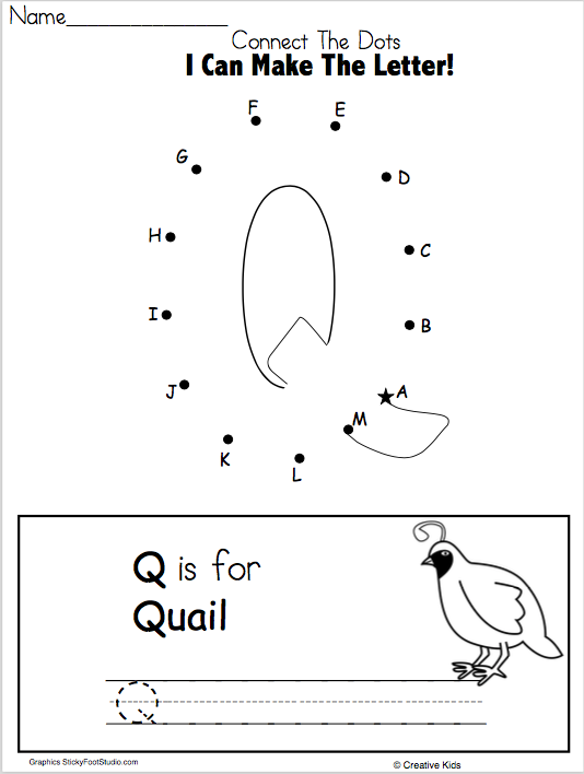 Letter Q Writing Worksheet and Dot to Dot | Made By Teachers