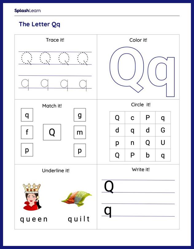 Letter Q Worksheets for Kindergarteners Online - SplashLearn