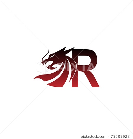Letter R logo icon with dragon design vector - Stock Illustration ...