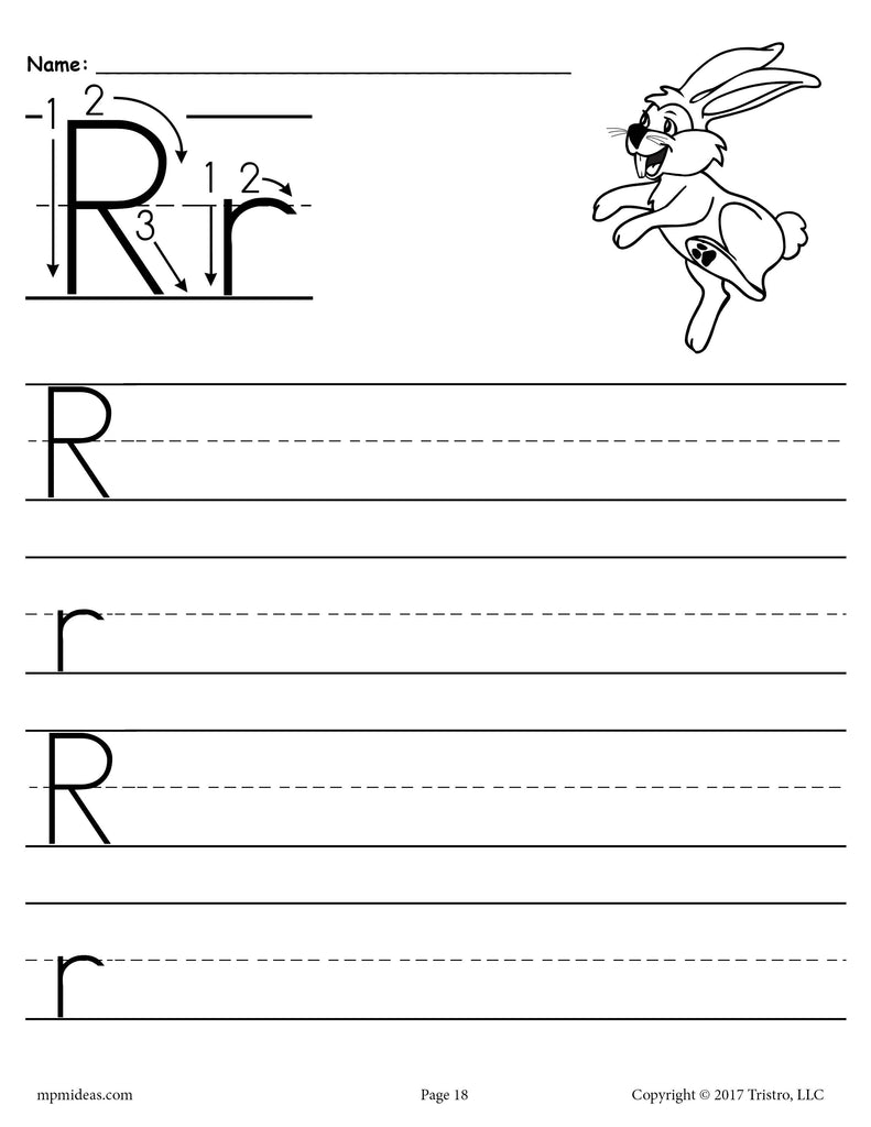 letter r handwriting worksheet