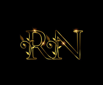 Golden R, N and RN Letter Luxury Logo Icon Stock Vector | Adobe Stock