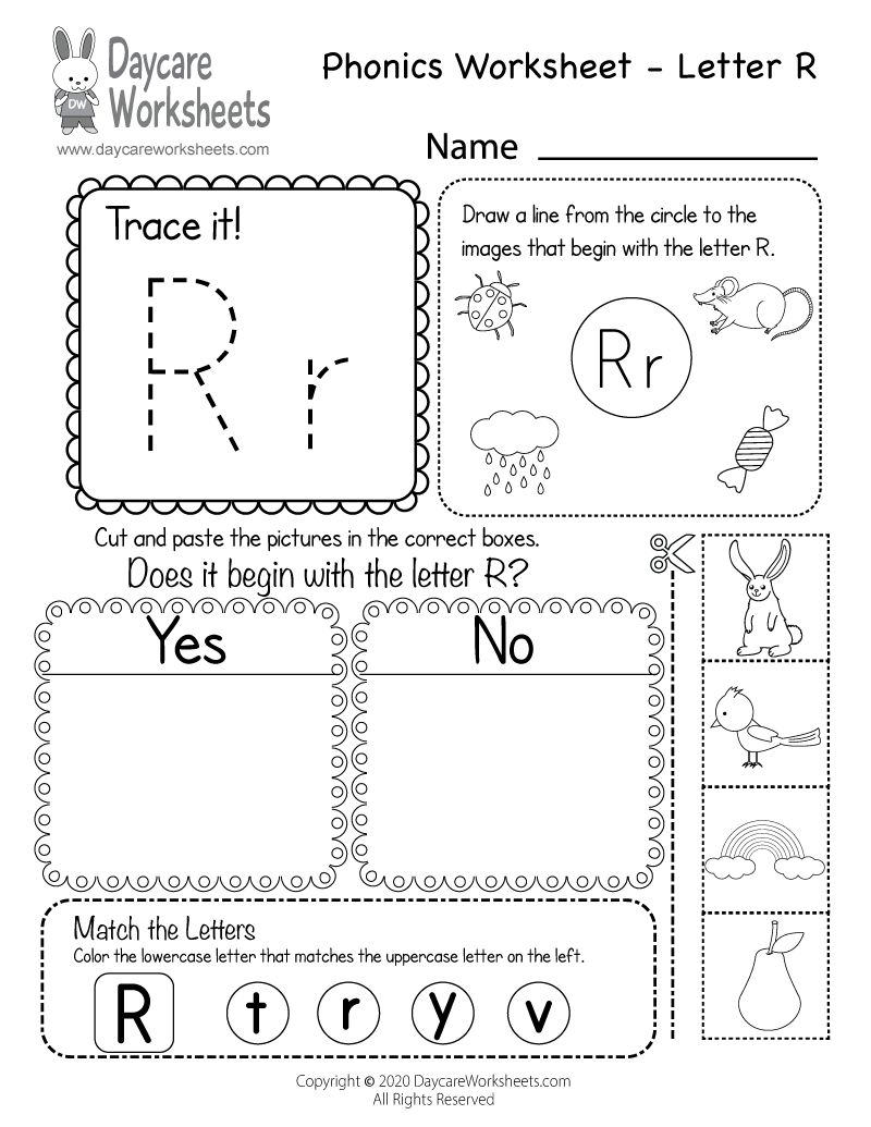 Free Printable Letter R Beginning Sounds Phonics Worksheet for ...