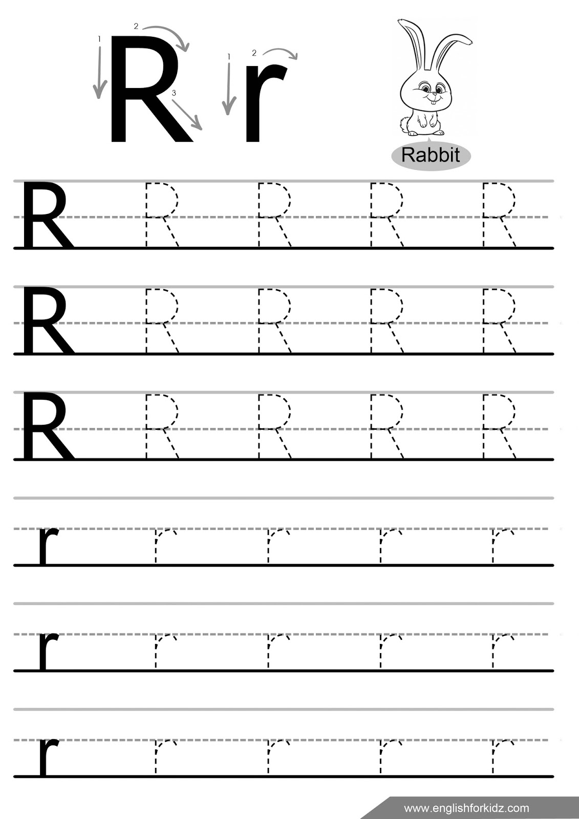 English for Kids Step by Step: Letter R Worksheets, Flash Cards ...
