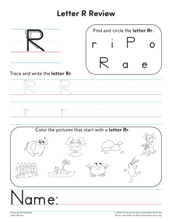 Beginning Letter R Worksheet  