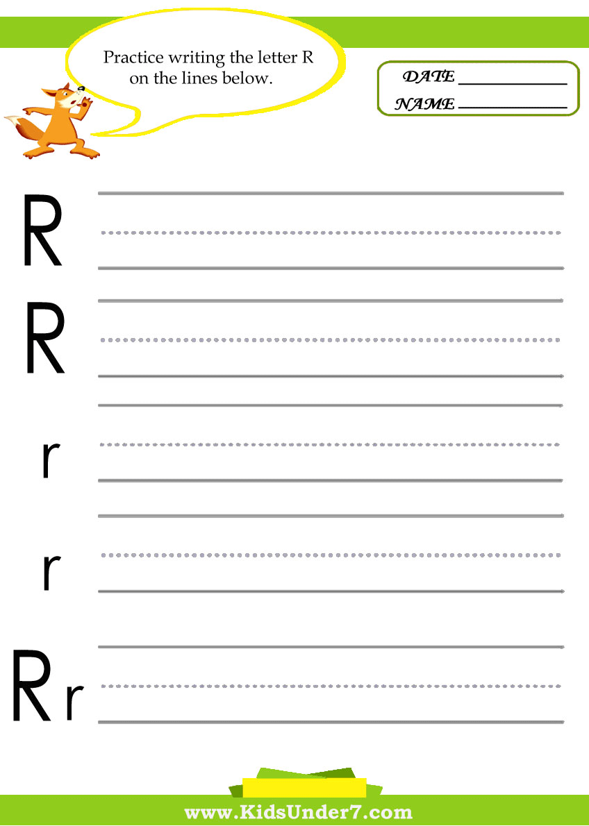 letter r writing worksheet