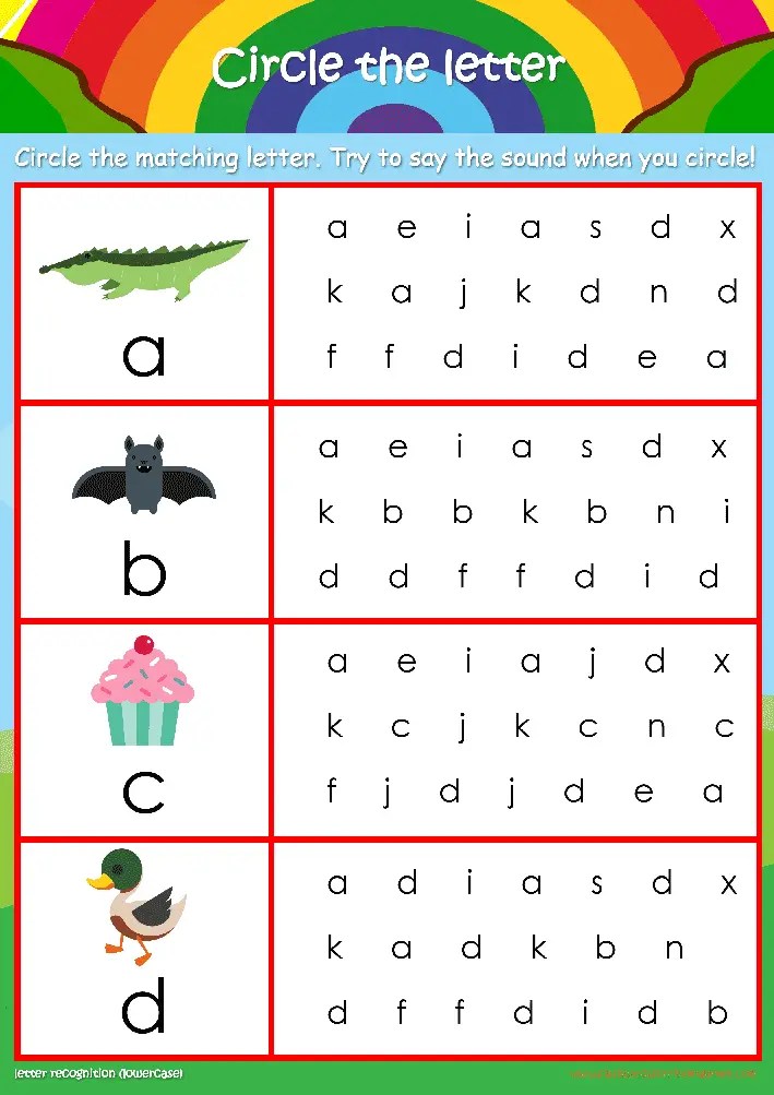 Letter recognition worksheets for kids!