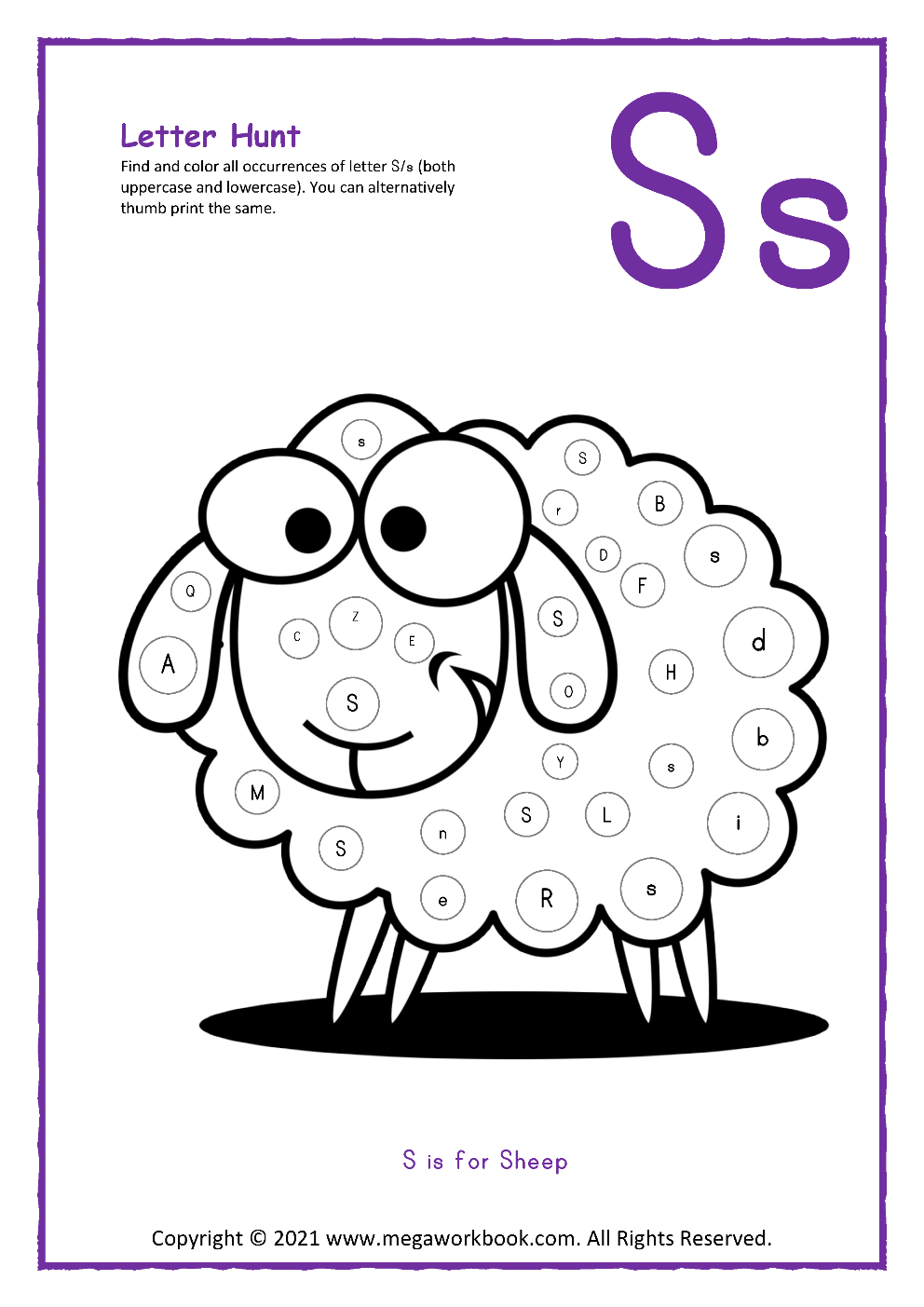 letter s preschool worksheet