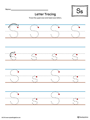 Letter S Tracing Printable Worksheet (Color) | MyTeachingStation.com