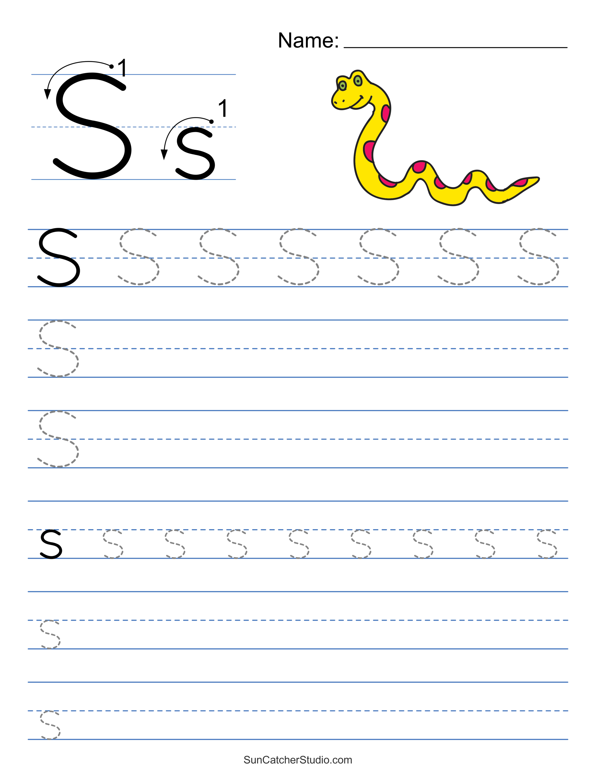 Free letter s tracing worksheet, Download Free letter s tracing