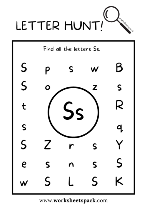 Find the Letter S Worksheet, Alphabet S Hunt Activity Free ...