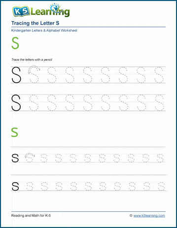 letter s worksheet elementary