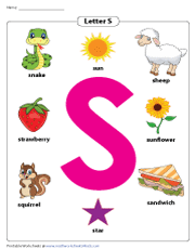 Letter S Worksheets