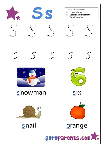 letter s worksheet for toddlers