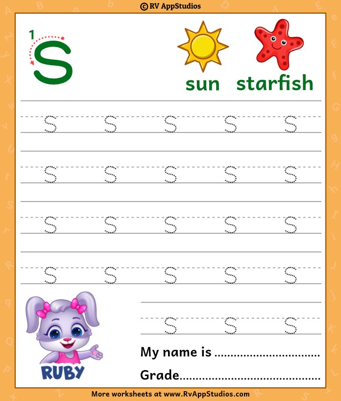 Lowercase Letter s Tracing Worksheets | Trace Small Letter s Worksheet