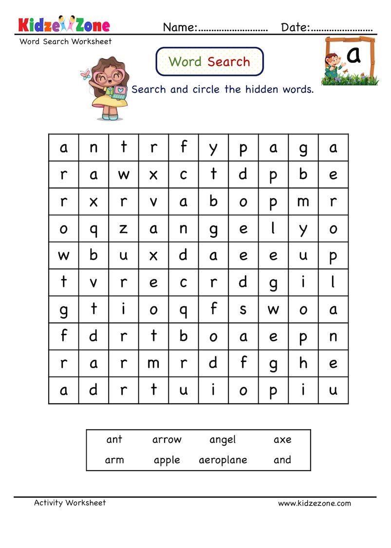 letter search worksheet