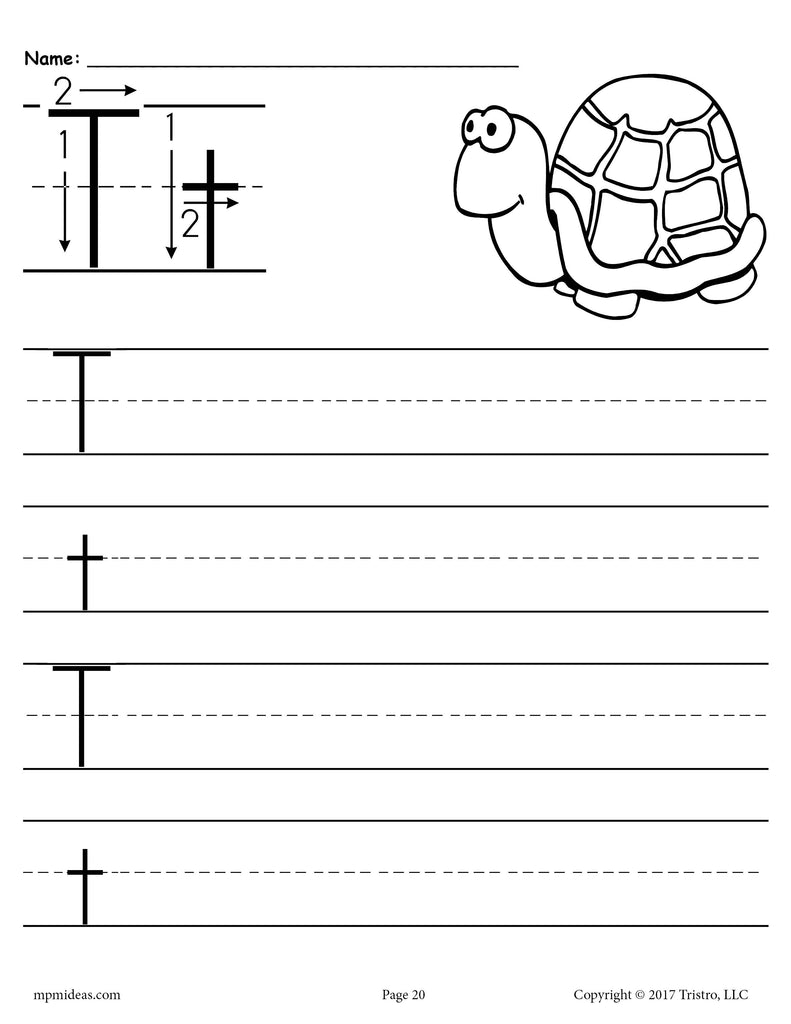 letter t handwriting worksheet