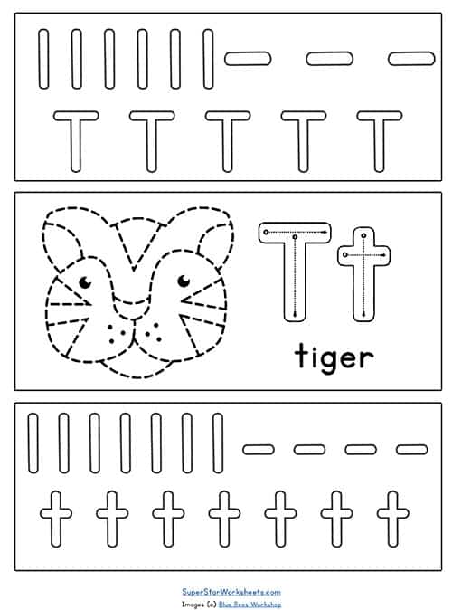 letter t tracing worksheet for preschoolers