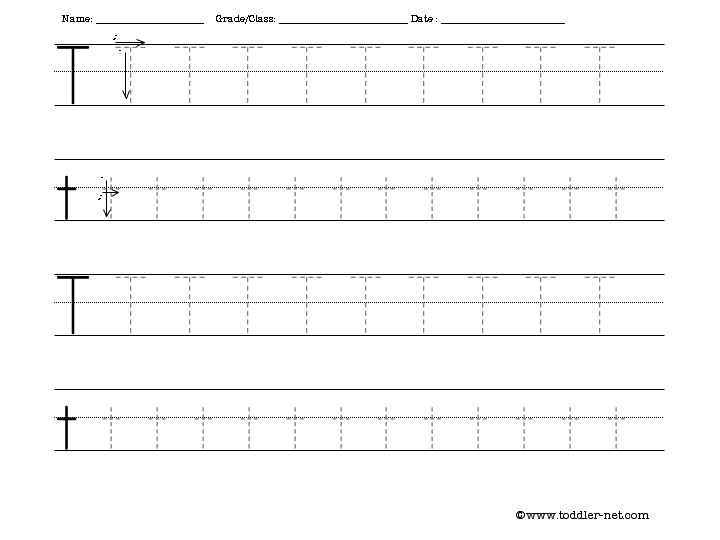 letter t tracing worksheet for preschoolers