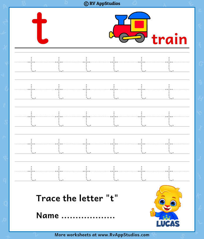 Trace Lowercase Letter t Worksheet for FREE!