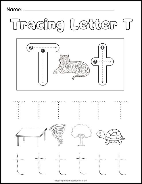 10 Free Letter T Tracing Printable Worksheets For Kids - The ...