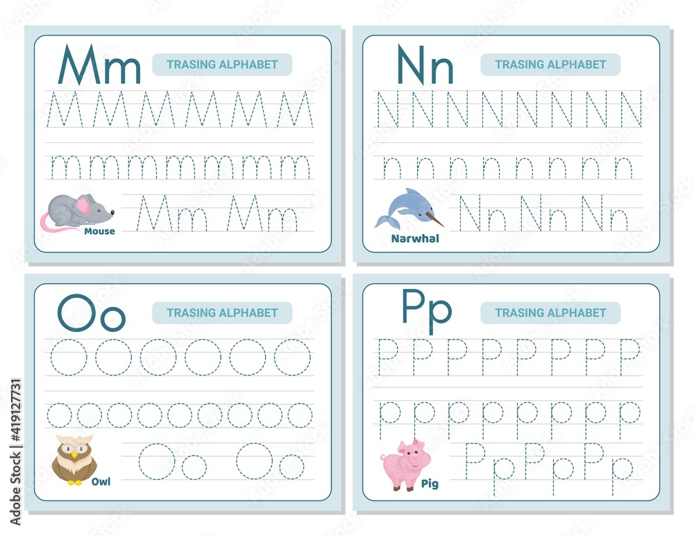 Alphabet tracing practice Letter M, N, N, O. Tracing practice ...