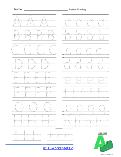 letter tracing worksheet for 4 year olds