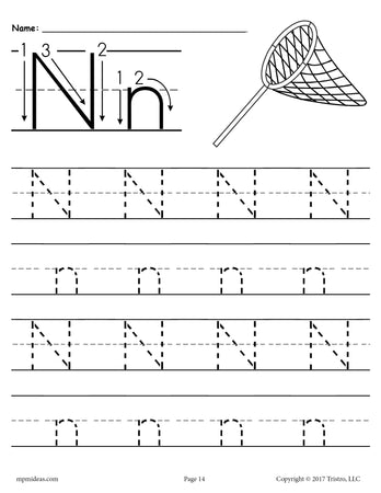 letter tracing worksheet for 4 year olds