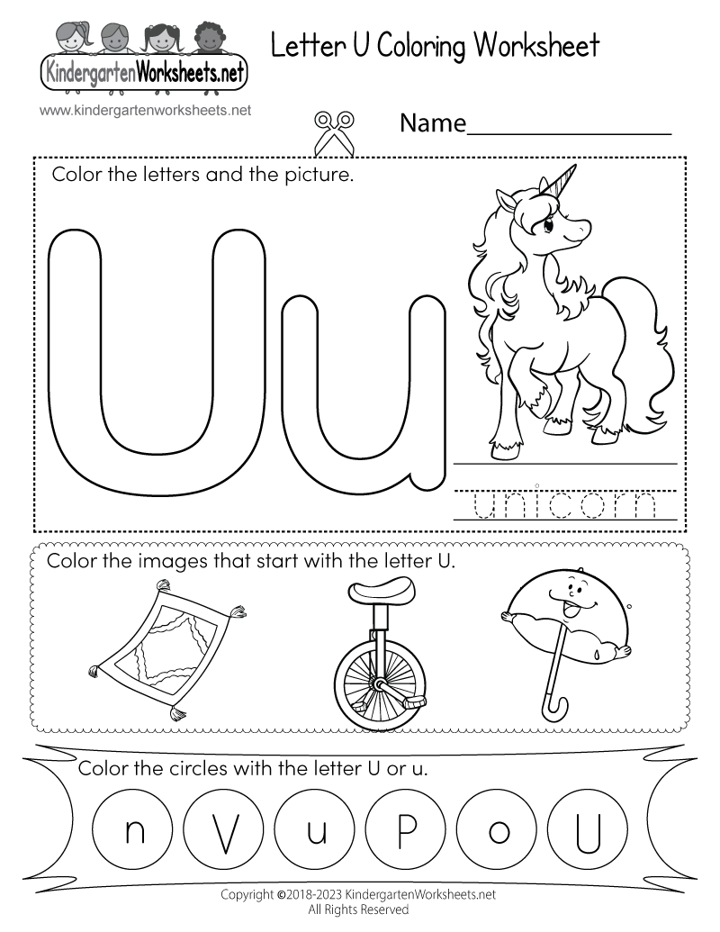 letter u preschool worksheet