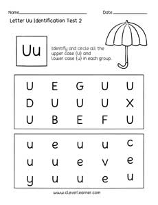 letter u preschool worksheet