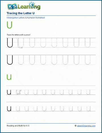 Tracing the Letter U u | Worsheets library