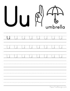 letter u tracing worksheet preschool