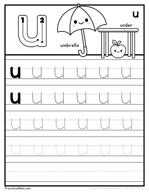 letter u worksheet for preschoolers