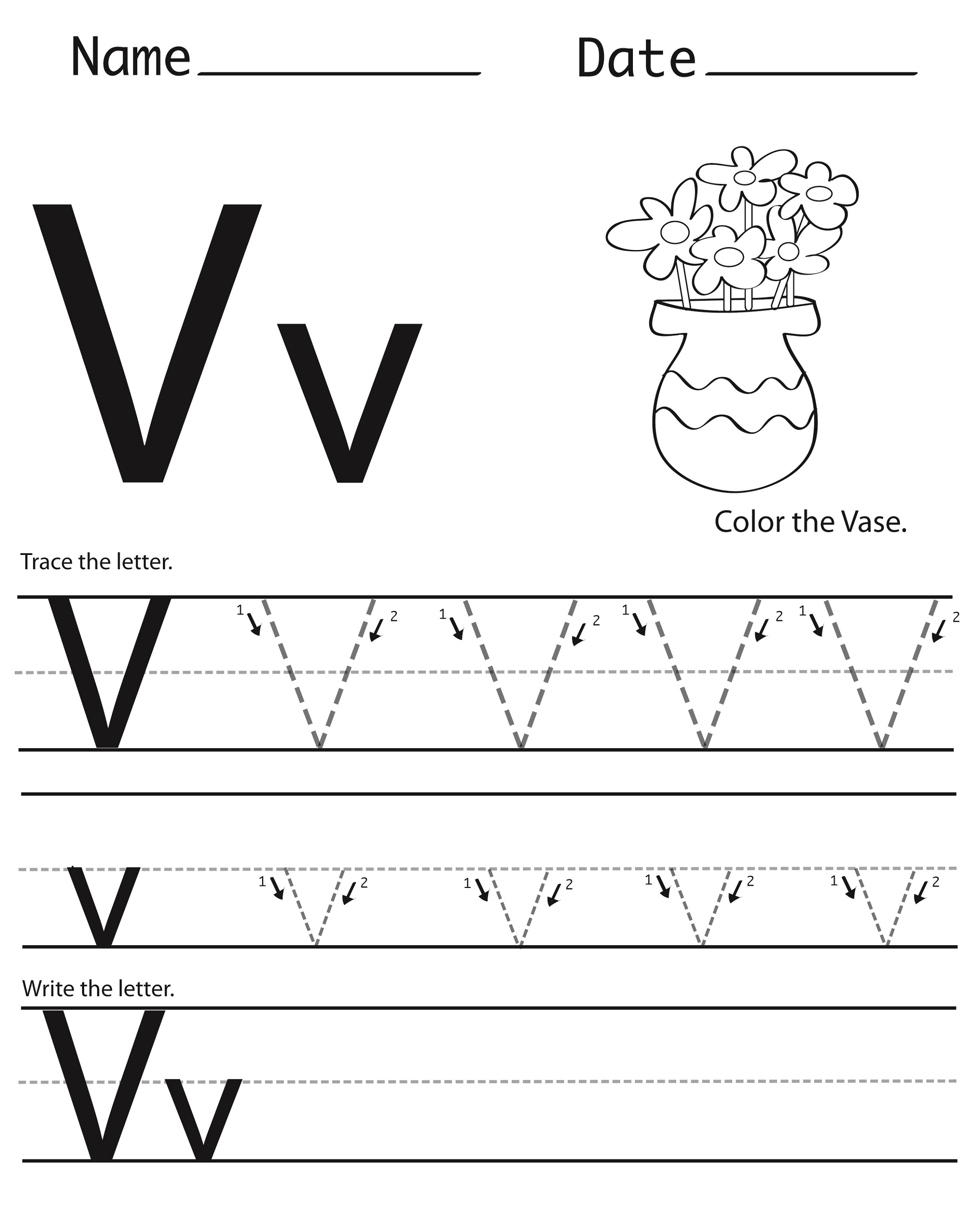Free Printable Letter V Worksheets