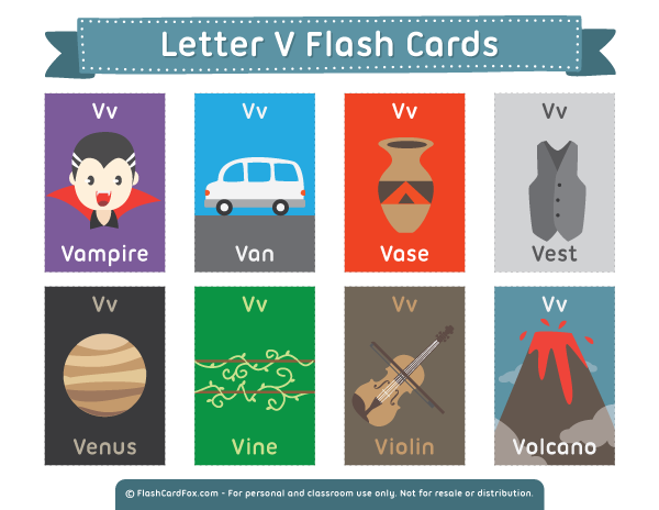 Printable Letter V Flash Cards