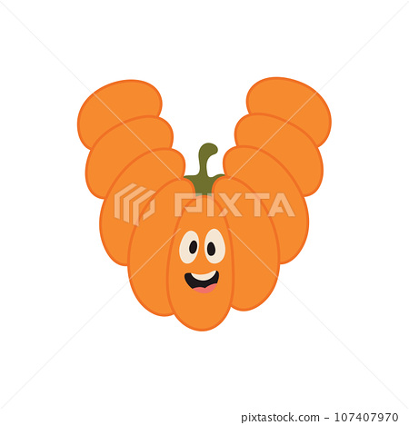 Cute Halloween alphabet letter V pumpkin... - Stock Illustration ...