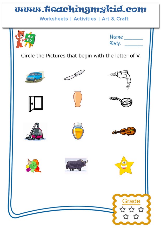 kindergarten worksheets free - Circle the pictures that begin with ...