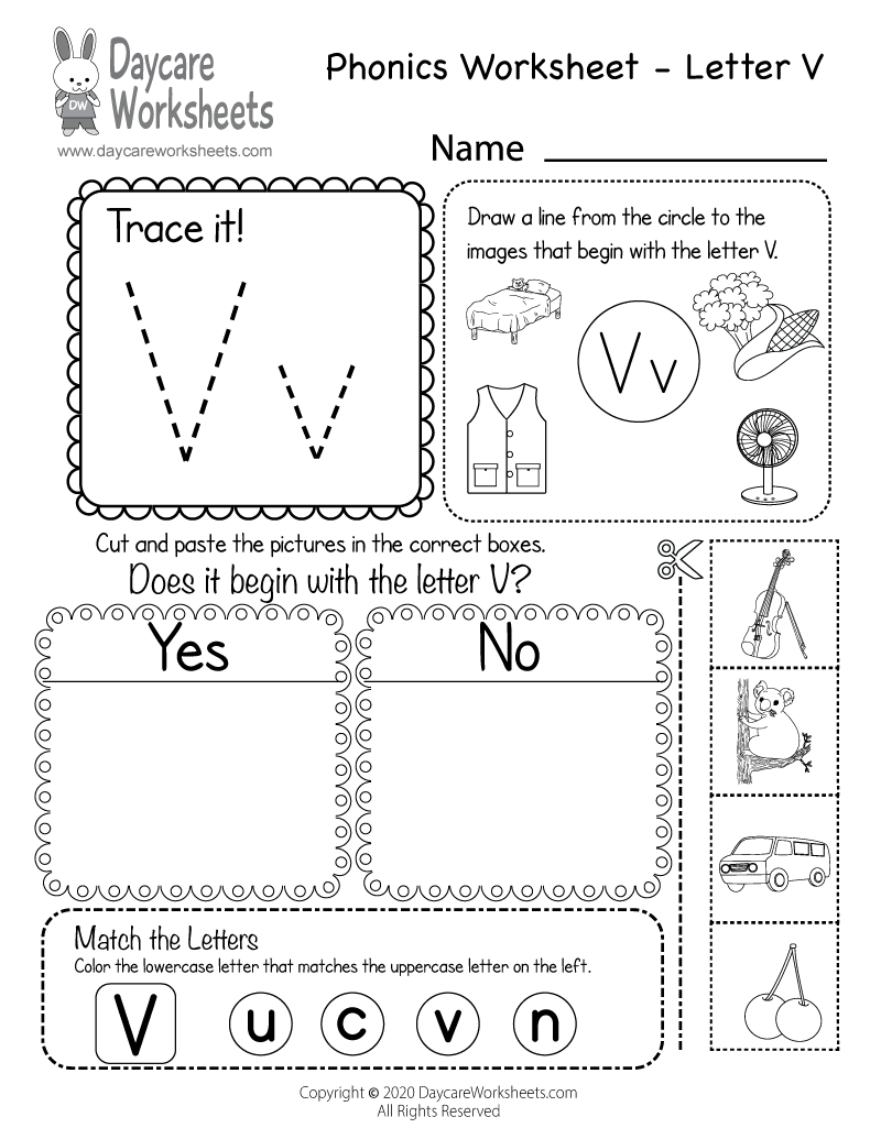 letter v worksheet for preschoolers