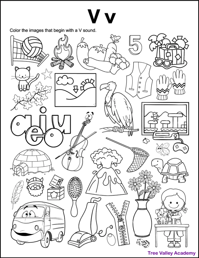 letter v worksheet for preschoolers