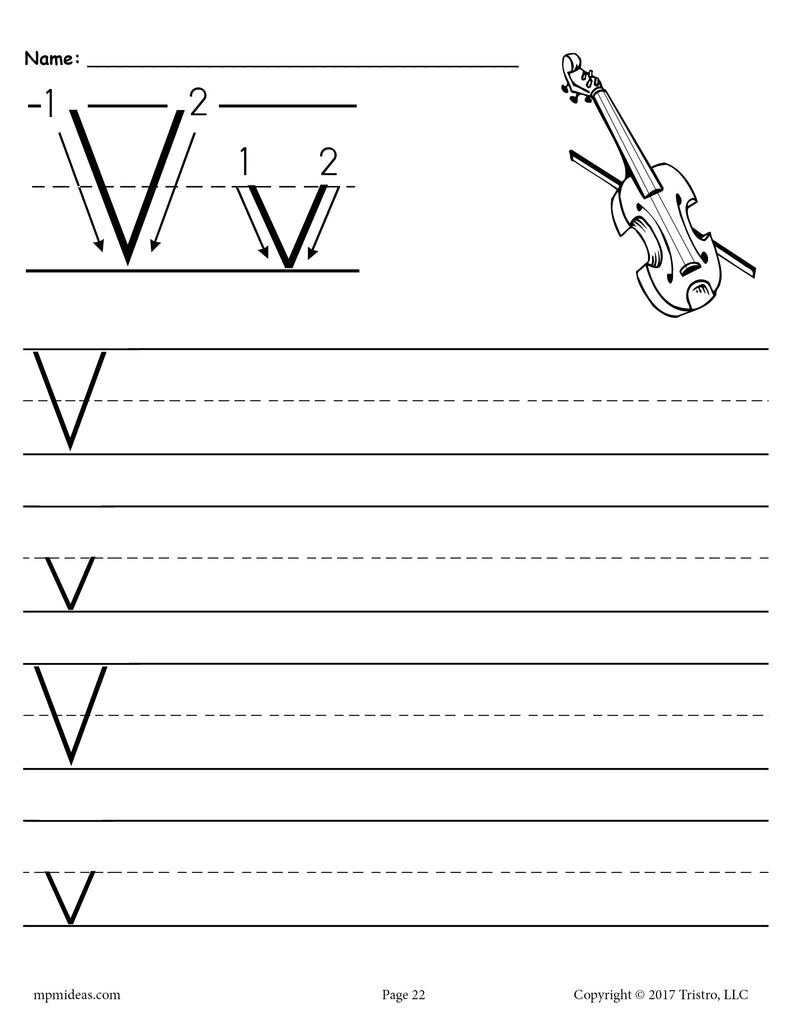 letter v worksheet for preschoolers