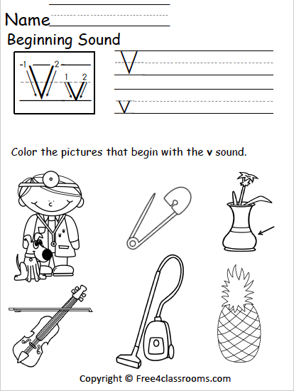 letter v worksheet for preschoolers