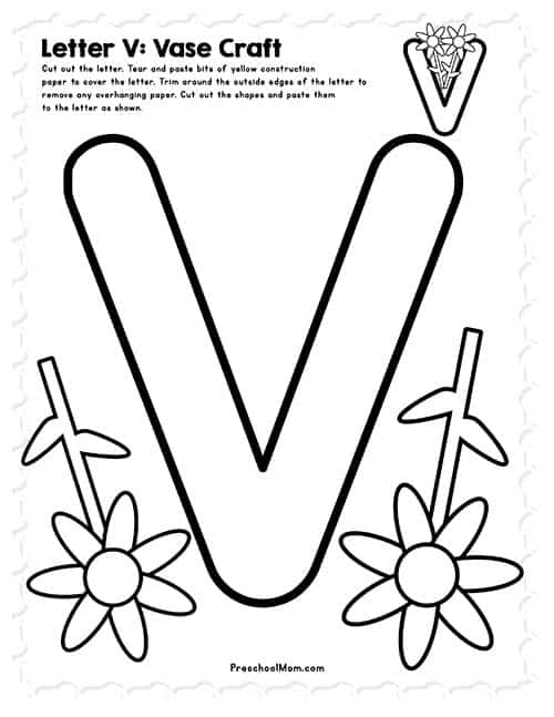 letter v worksheet for preschoolers